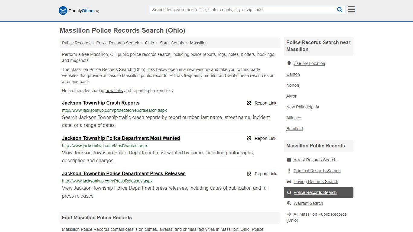 Police Records Search - Massillon, OH (Accidents & Arrest Records)