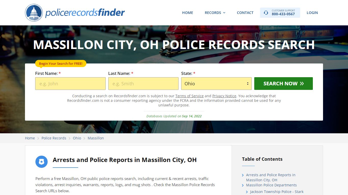 MASSILLON CITY, OH POLICE RECORDS SEARCH - RecordsFinder