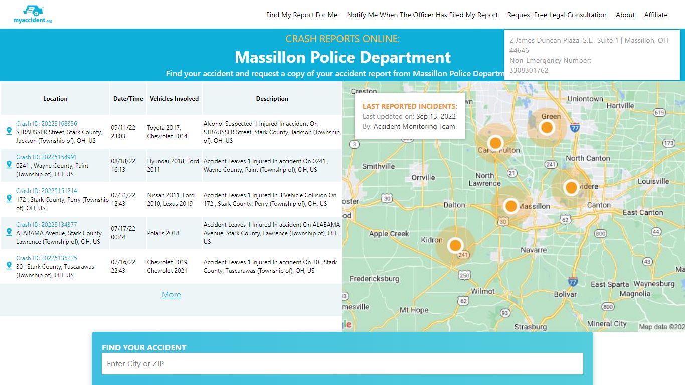 Online Crash Reports for Massillon Police Department - MyAccident.org