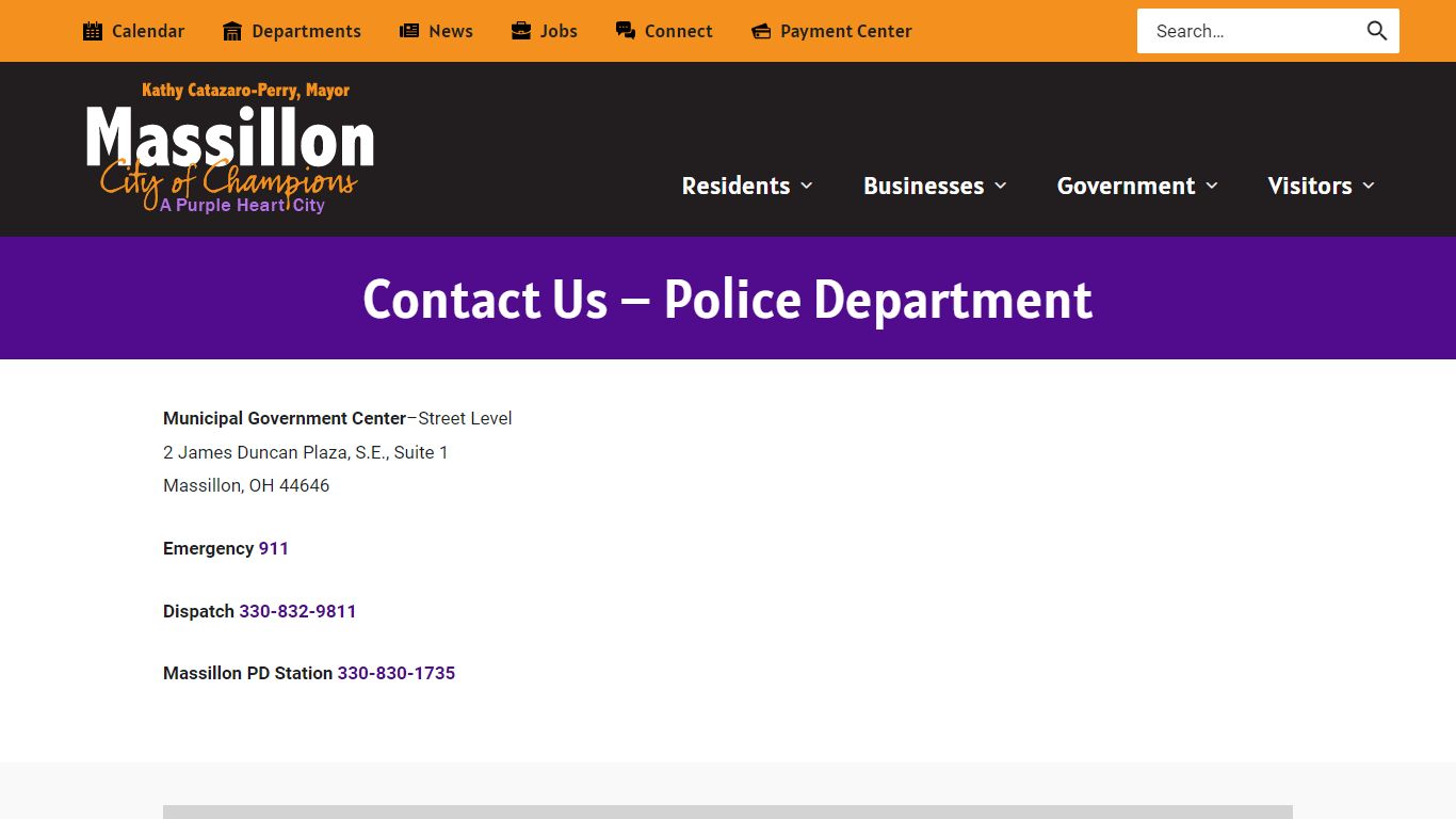 Contact Us - Police Department - City of Massillon