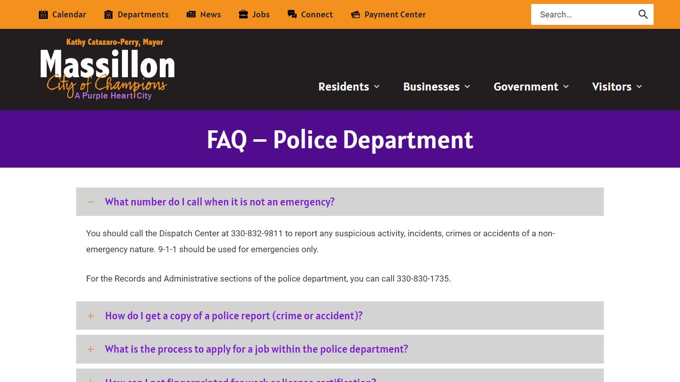 FAQ - Police Department - City of Massillon